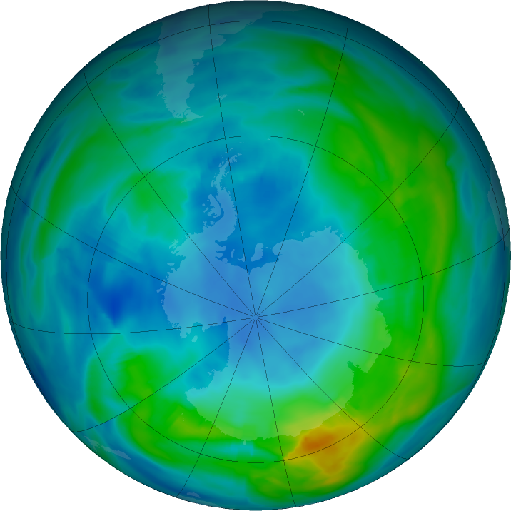 Antarctic ozone map for 01 May 2018